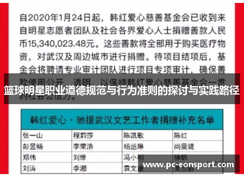 篮球明星职业道德规范与行为准则的探讨与实践路径